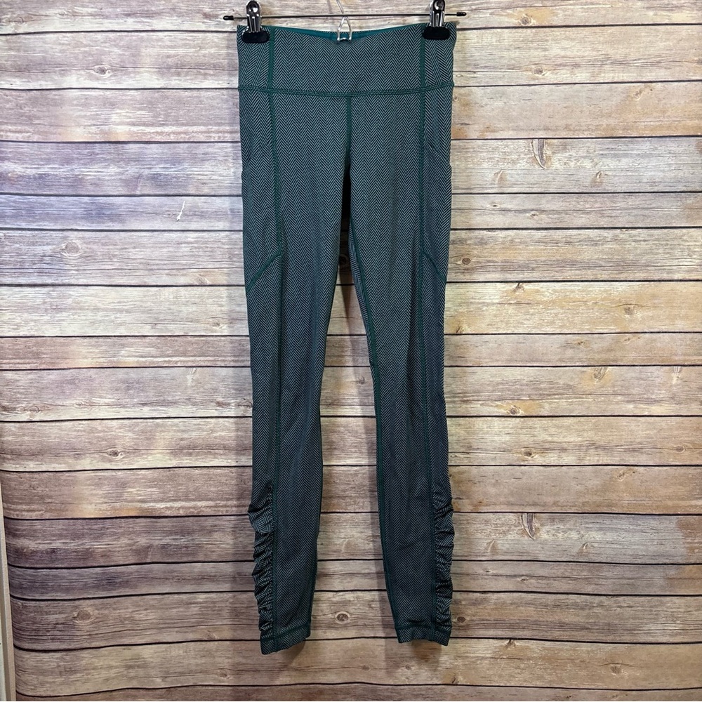 Lululemon Speed Tight IV Herringbone Black Heathered Forage Teal Leggings Size 6